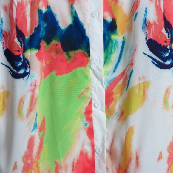 NWOT MISSLOOK Citrus Colored Printed Blouse - Picture 4 of 7